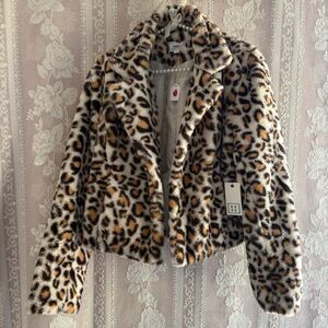 HAVE Women's Faux Fur Leopard Jacket